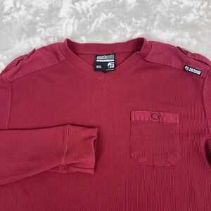 Y2K Southpole Shirt Mens XXL Red Fitted Thermal Waffle Knit Streetwear Hip Hop